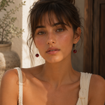Load image into Gallery viewer, Elongated Deep Cherry Drop Earrings
