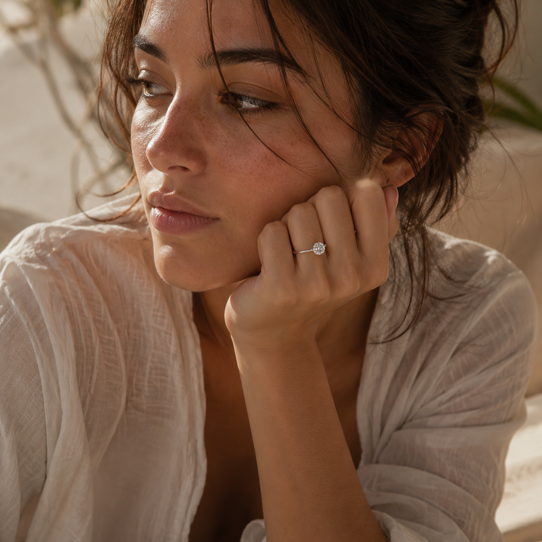 S925 1 2 carat dainty round moissanite ring
