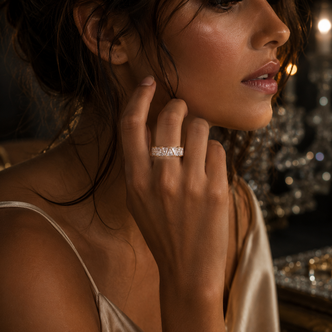 Romantic Crystal Statement Ring in Gold