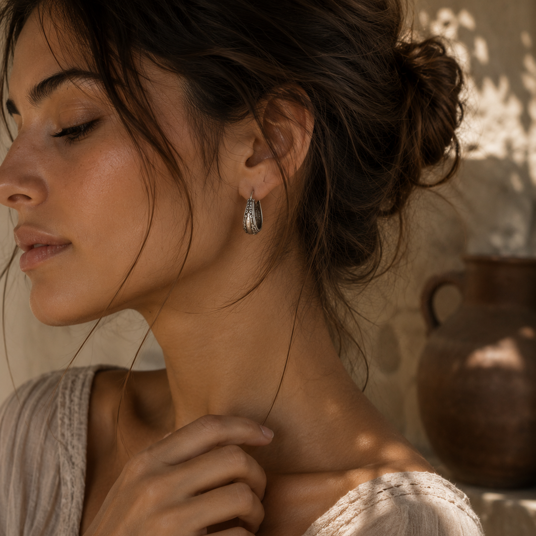 Delicate Vintage Drop Earrings in Silver
