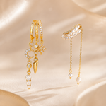Load image into Gallery viewer, Stackable 14k Gold Triple Huggie &amp; Pearl Ear Cuff Set
