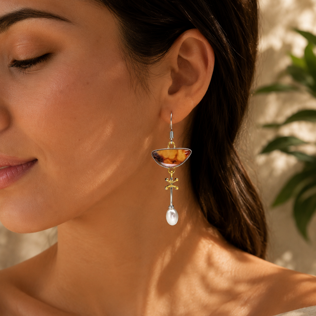 Sparkling Orange Drop Earrings