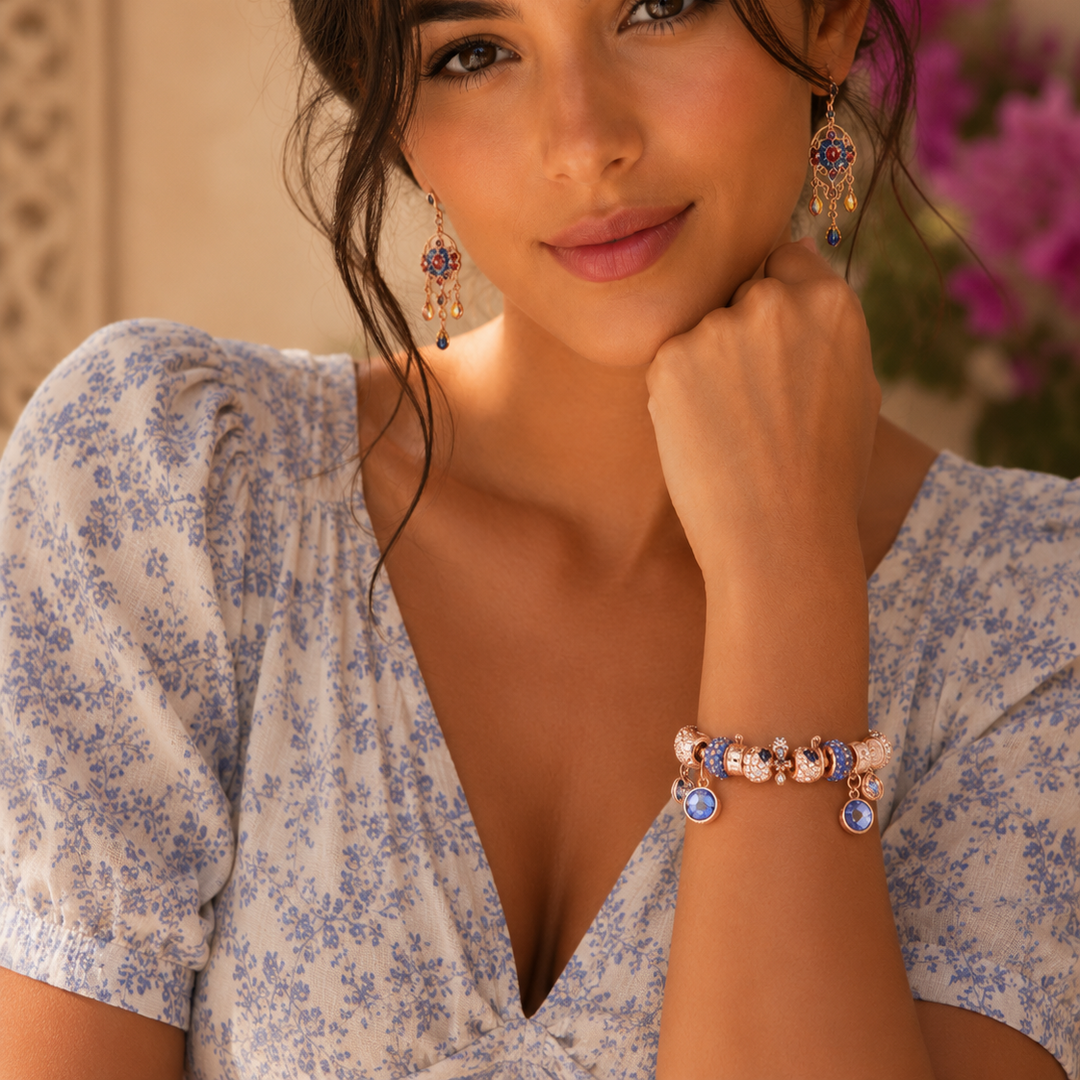 Elegant Blue Crystal Bracelet in Silver