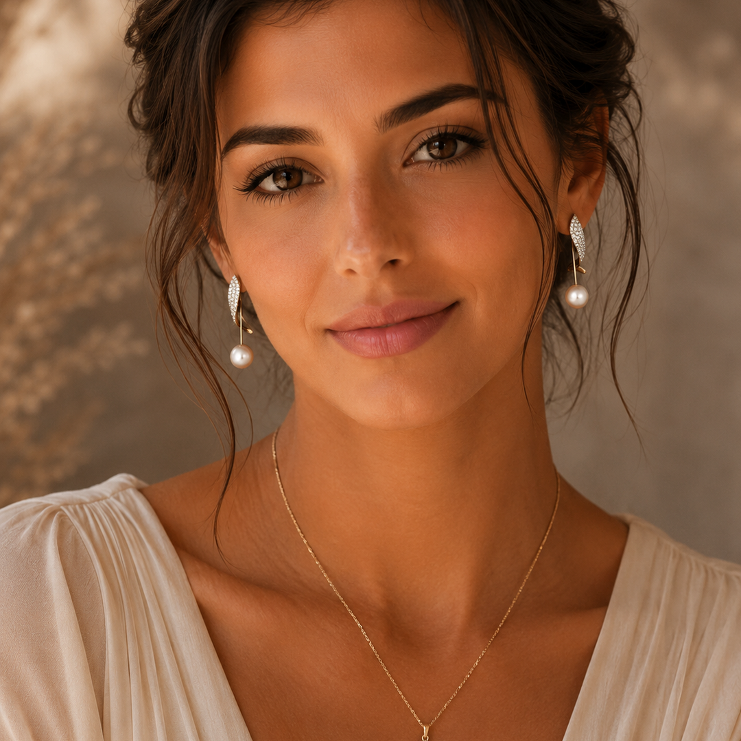 Elegant Pearl Drop Earrings in Gold