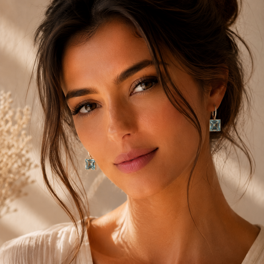 Sparkling Blue Glass Earrings