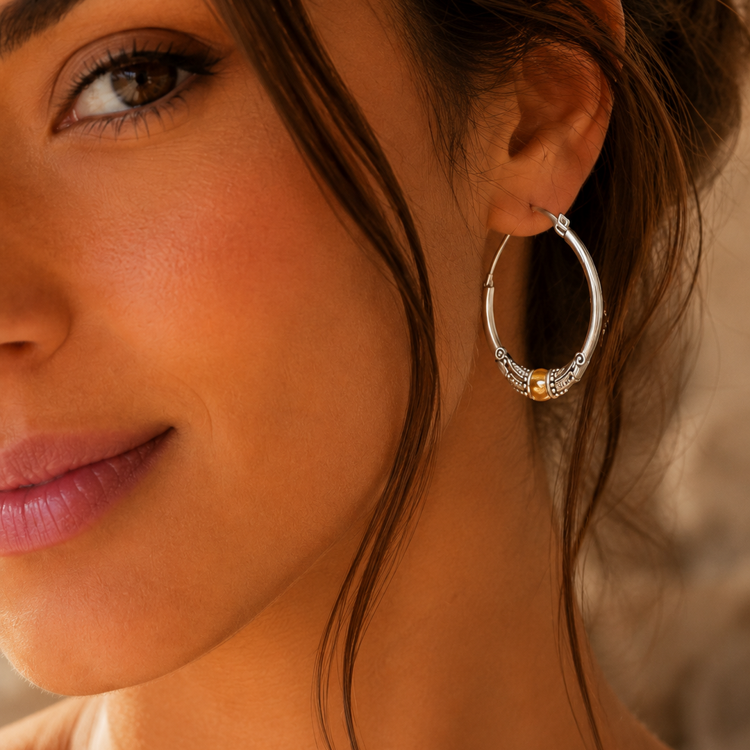 Chic Vintage Hoop Earrings in Silver