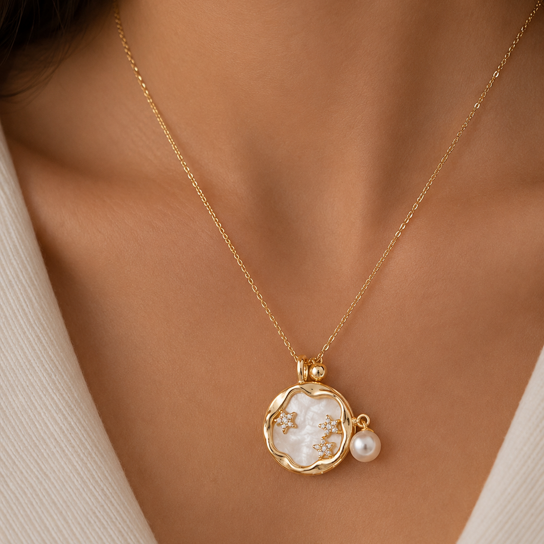 Dainty Moonstone Moon Necklace in Gold