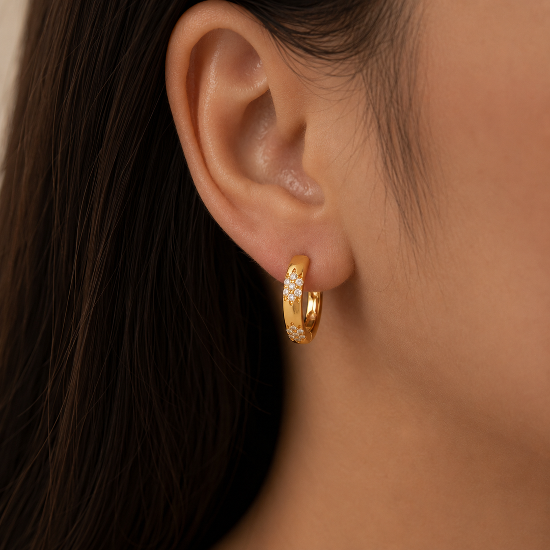 Bohemian Flower Hoop Earrings in Gold