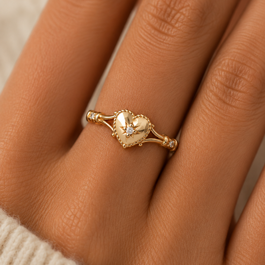 Luxurious Heart Statement Ring in Gold