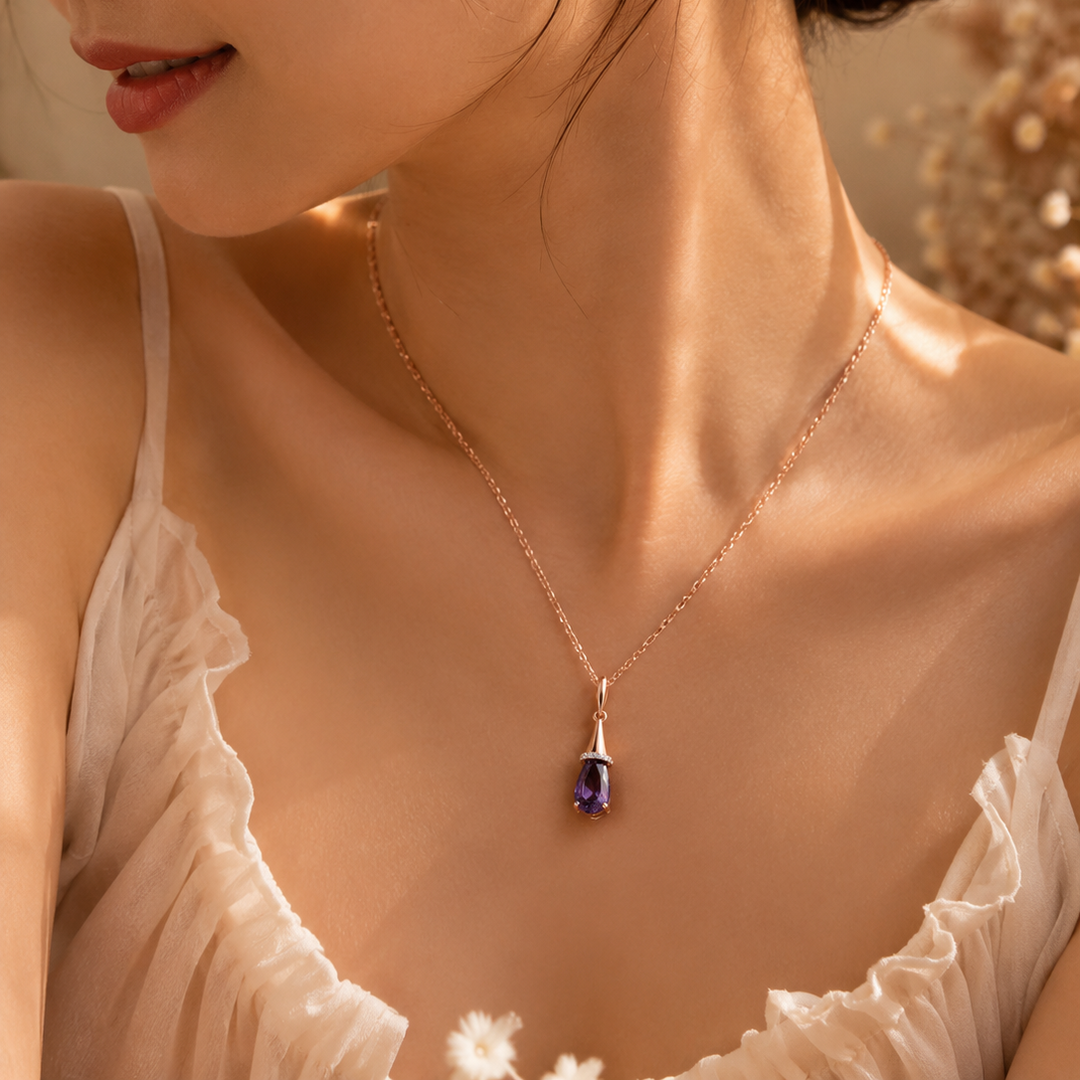 Romantic Mauve Crystal Necklace