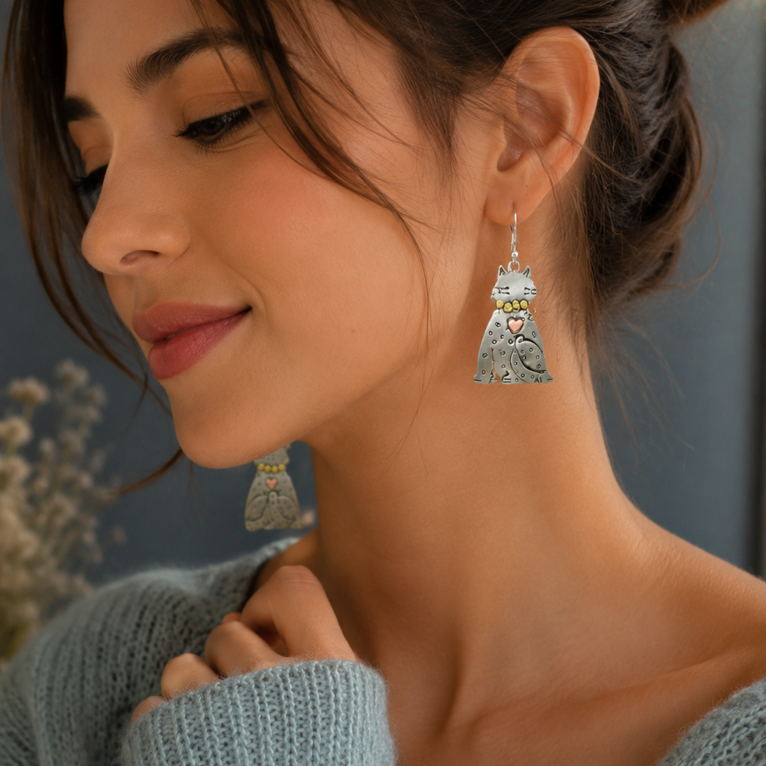 Romantic Cat Drop Earrings