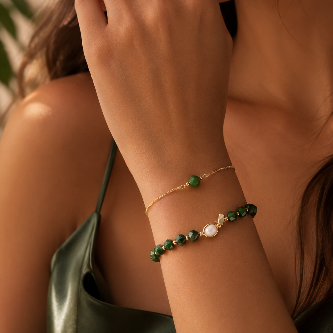 Elegant Green Charm Bracelet