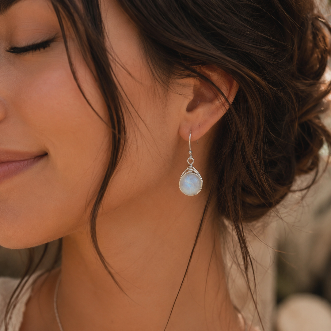 Bohemian Moonstone Vintage Drop Earrings