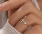 Load image into Gallery viewer, Adjustable Dainty Diamond Letter Initial Ring
