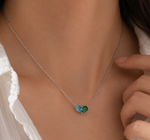 Load image into Gallery viewer, Dainty Dual Birthstone Heart Necklace

