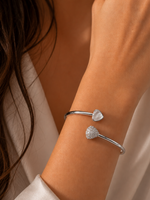 Load image into Gallery viewer, Dainty Double Heart Bangle Bracelet
