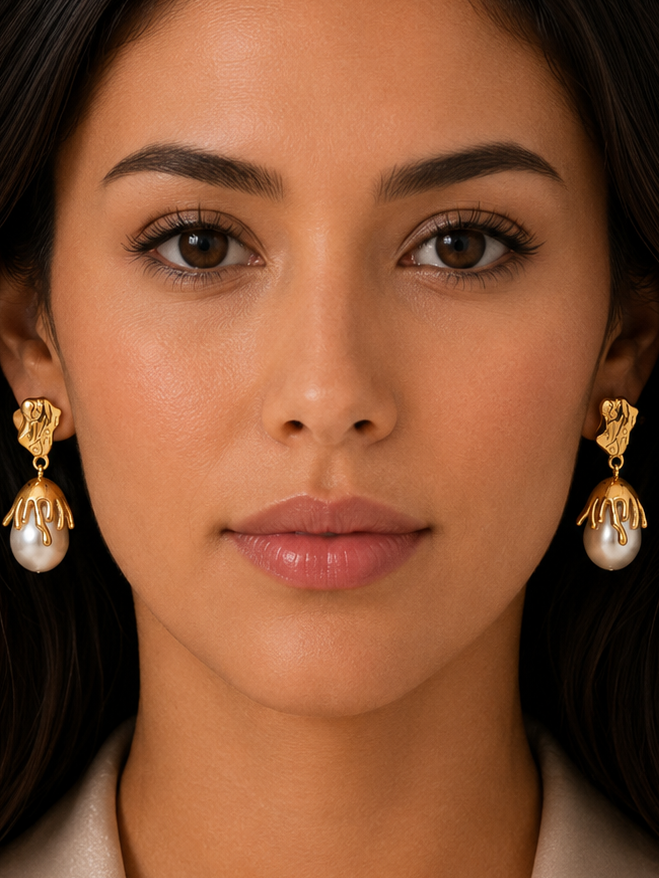 18k Blooming Pearl Necklace and Earrings
