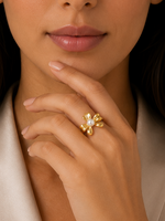 Load image into Gallery viewer, 18k Dainty Bow Pearl Center Necklace, Earring, Ring Set
