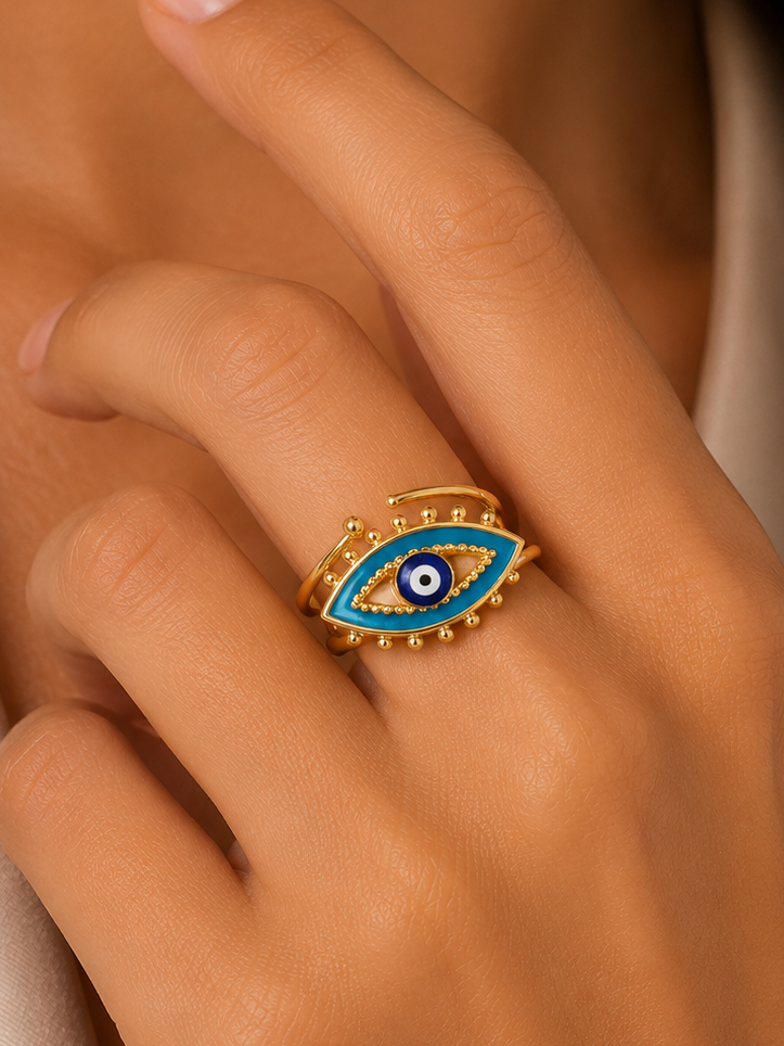 18k Bohemian Evil Eye Rings