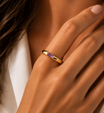 Load image into Gallery viewer, 18k Baguette Cut Fine Birthstone Ring
