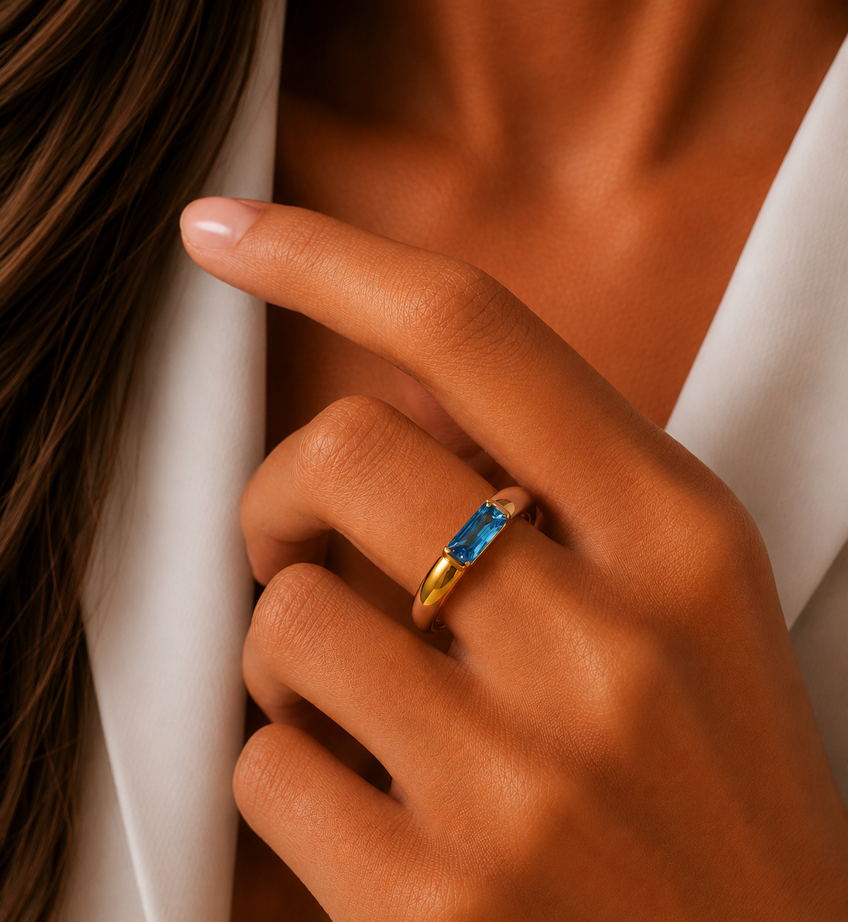 18k baguette cut fine birthstone ring