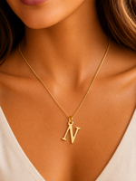 Load image into Gallery viewer, 14k Sleek Serif Initial Necklace
