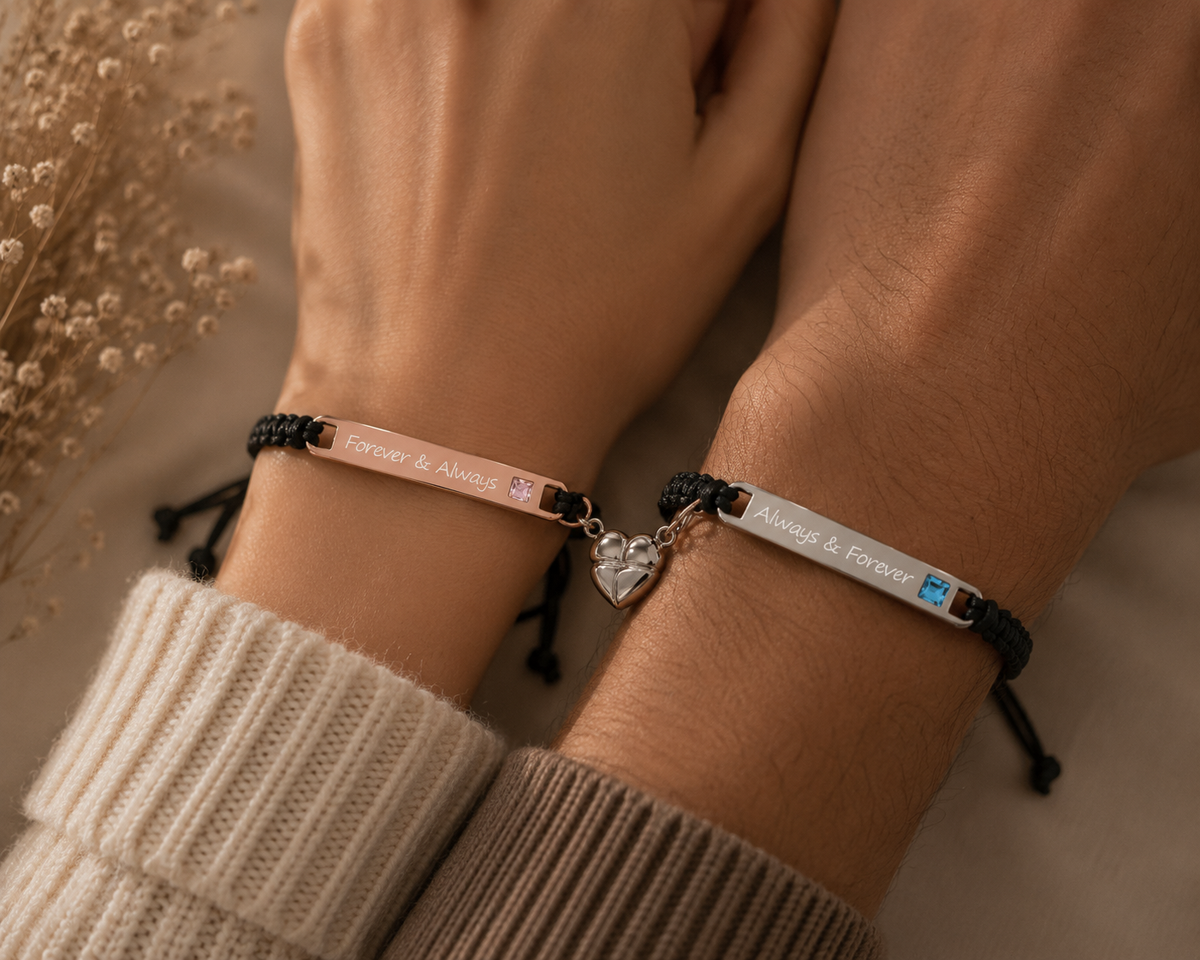 Personalized magnetic heart love bracelet set
