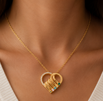 Load image into Gallery viewer, Personalized Name &amp; Birthstone Heart Striped Pendant Necklace
