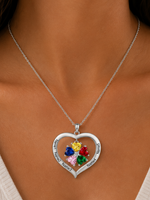 Load image into Gallery viewer, Personalized Names &amp; Birthstones Heart Pendant Necklace
