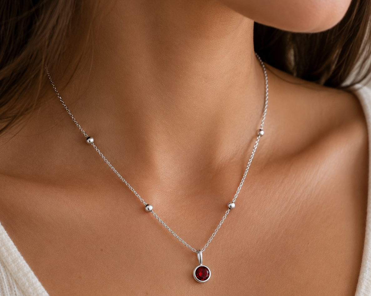 Dainty birthstone satellite choker necklace