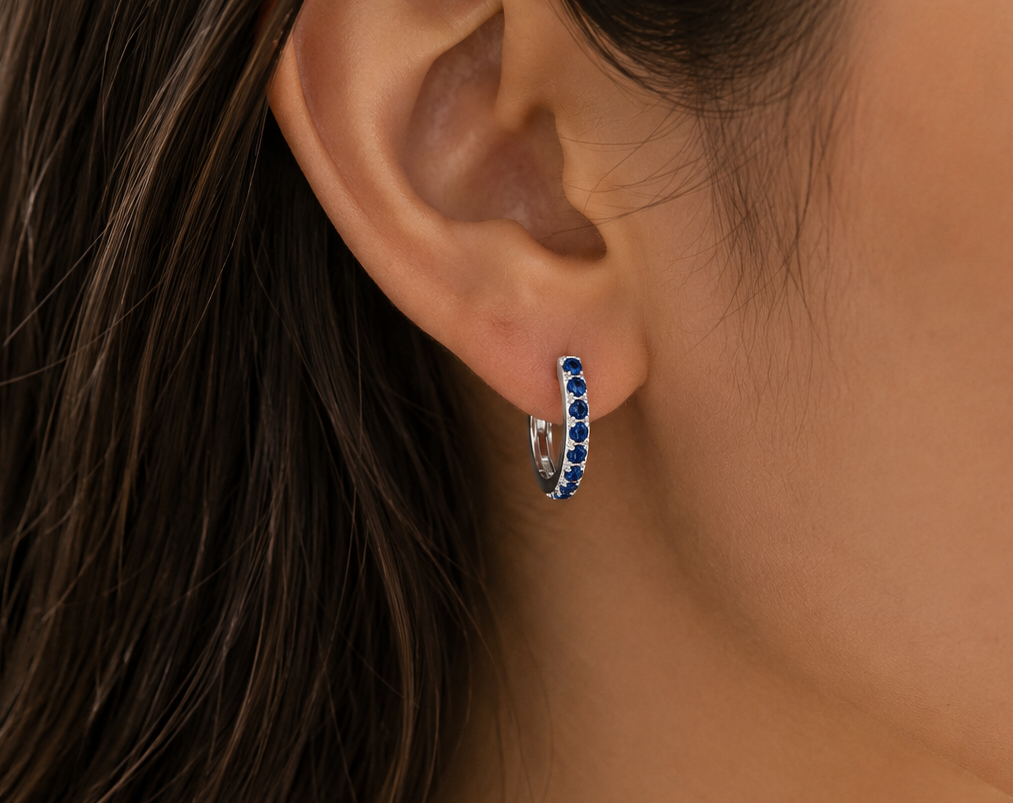 Subtle birthstone hoop huggie earrings