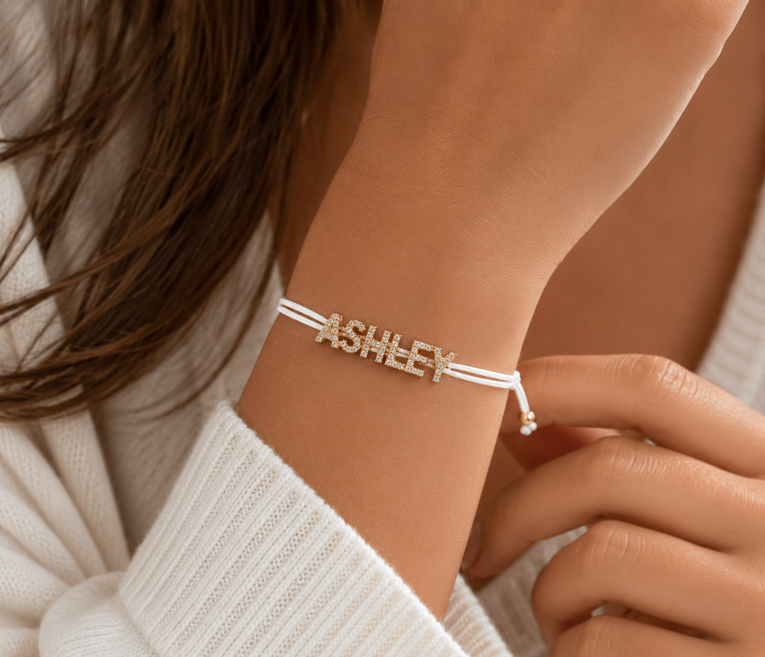 Personalized Bubble Diamond Name Layered Rope Bracelet