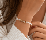 Load image into Gallery viewer, Personalized Bubble Diamond Name Layered Rope Bracelet
