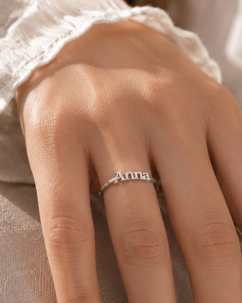 Dainty minimal name ring