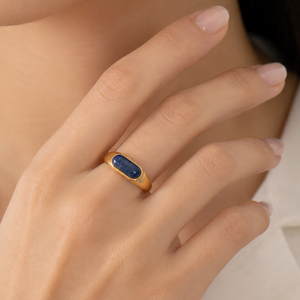 Aria Blue Stone Smooth Gold Ring