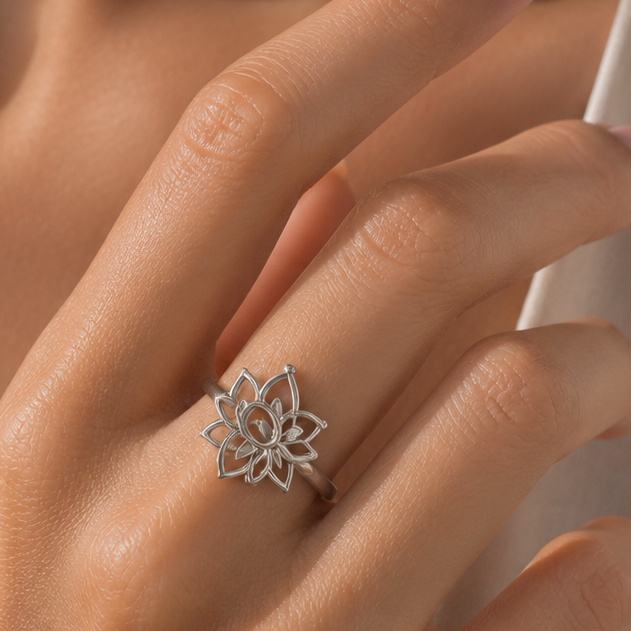 Lotus flower dainty ring