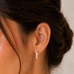 Load image into Gallery viewer, Baguette White Crystal Earrings
