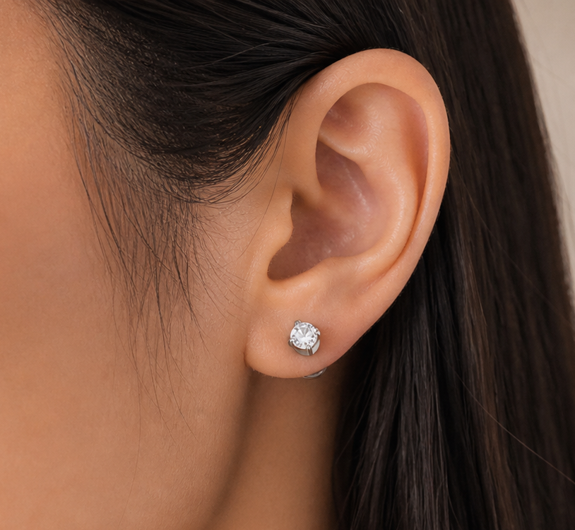 2mm CZ Threadless Flat Back Earrings