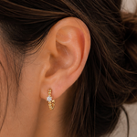 Load image into Gallery viewer, Pave Pearl Huggie Earrings
