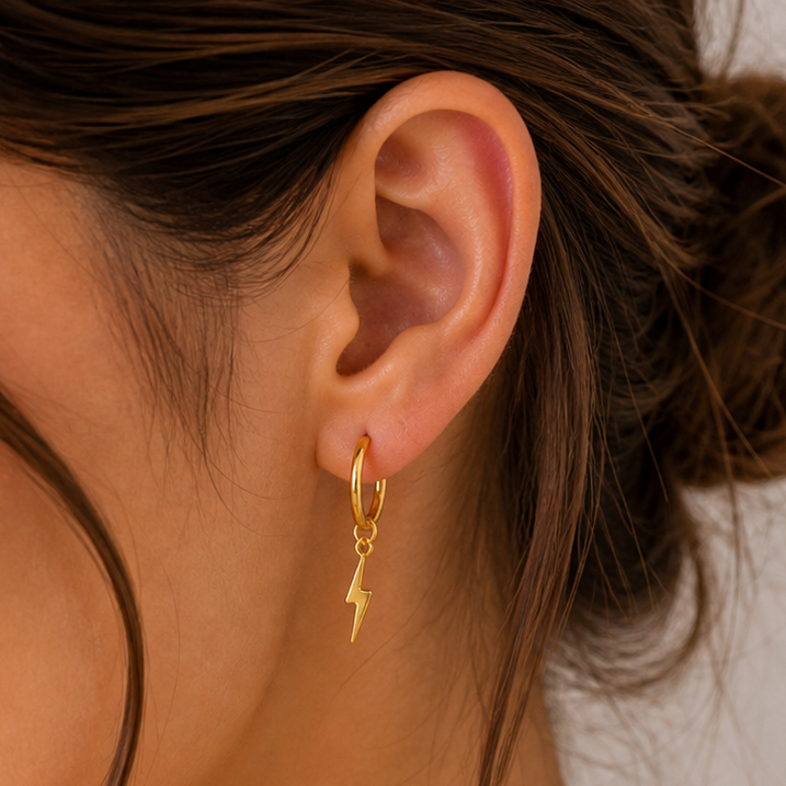 Lightning Hoop Earrings Lightning Bolt Earrings