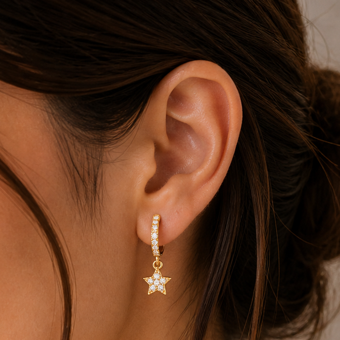 Vanna CZ Star Hoop Earrings
