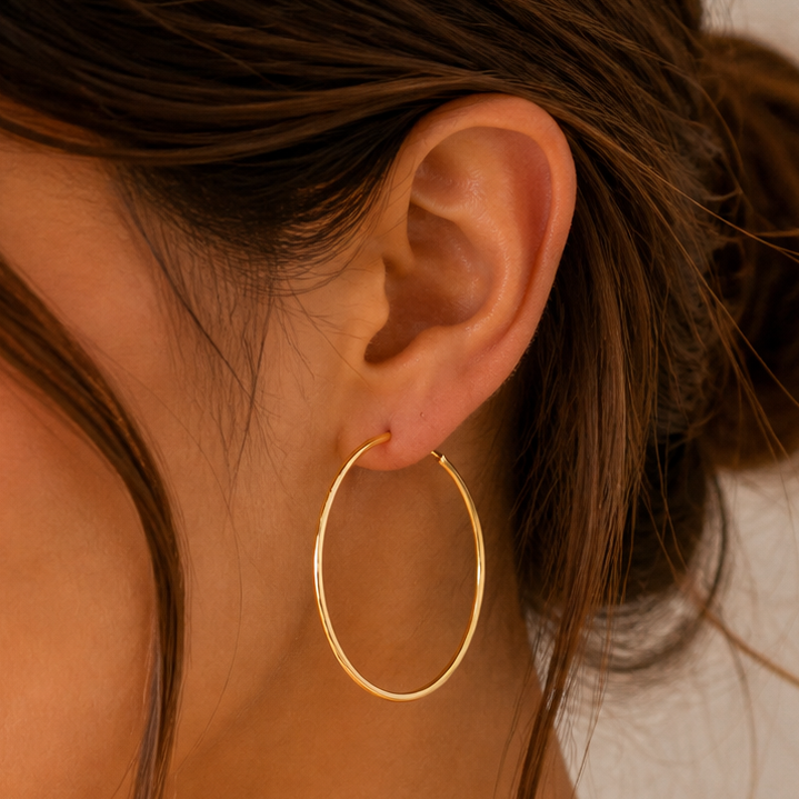 Bella Large Thin Gold Hoop Earrings