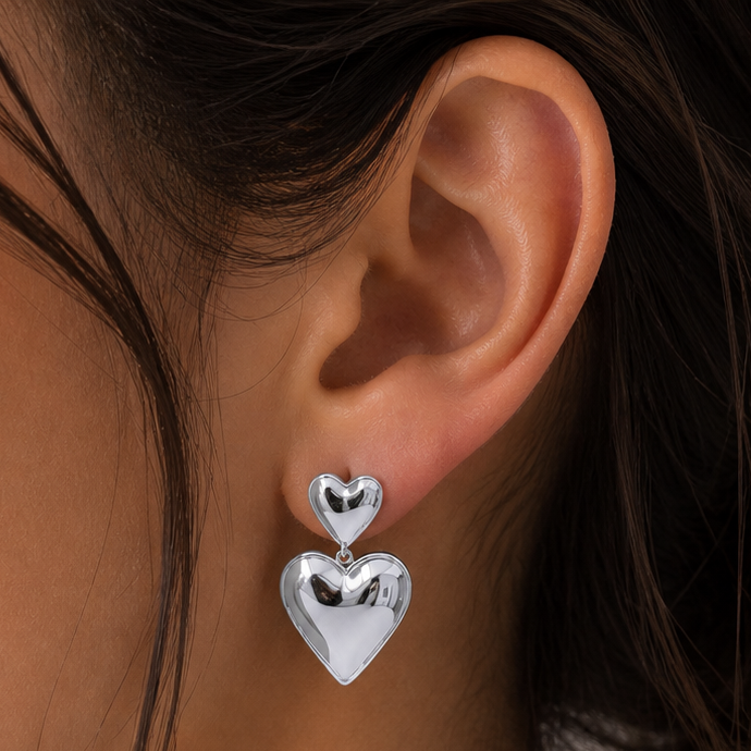 Double Heart Statement Earrings