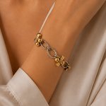 Load image into Gallery viewer, Classy Two Tone Textured Silver Bracelet
