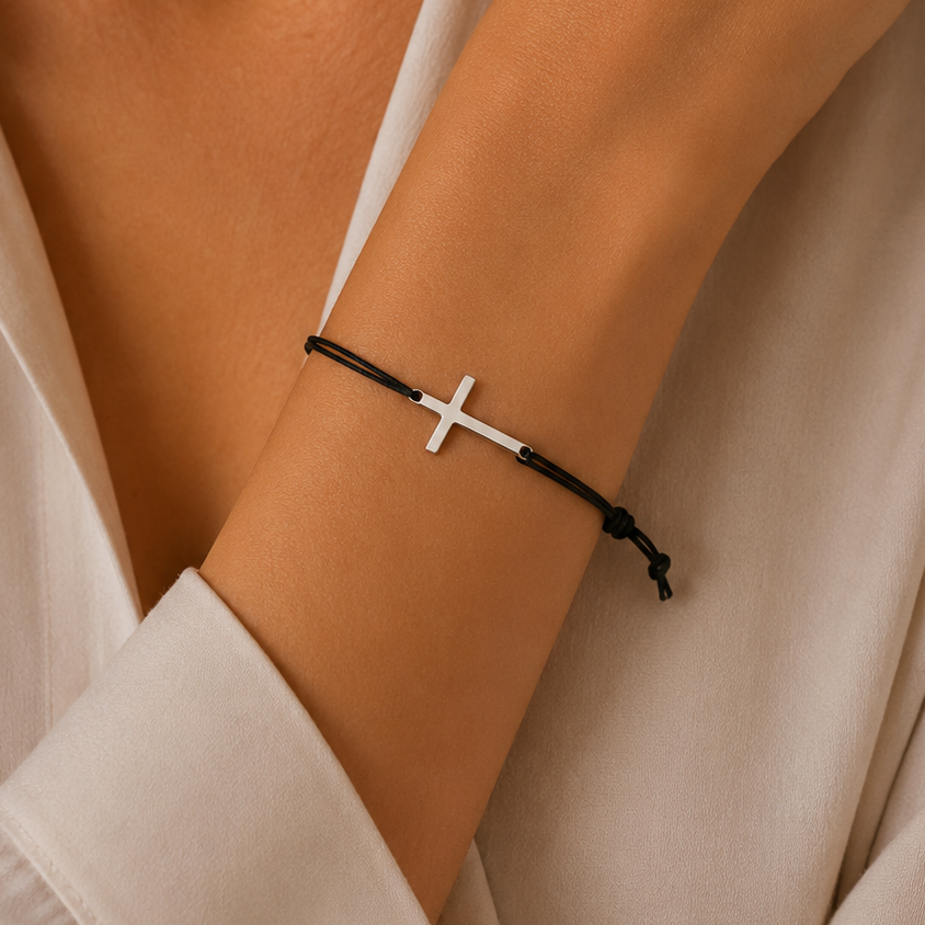 Couples minimal cross bracelets