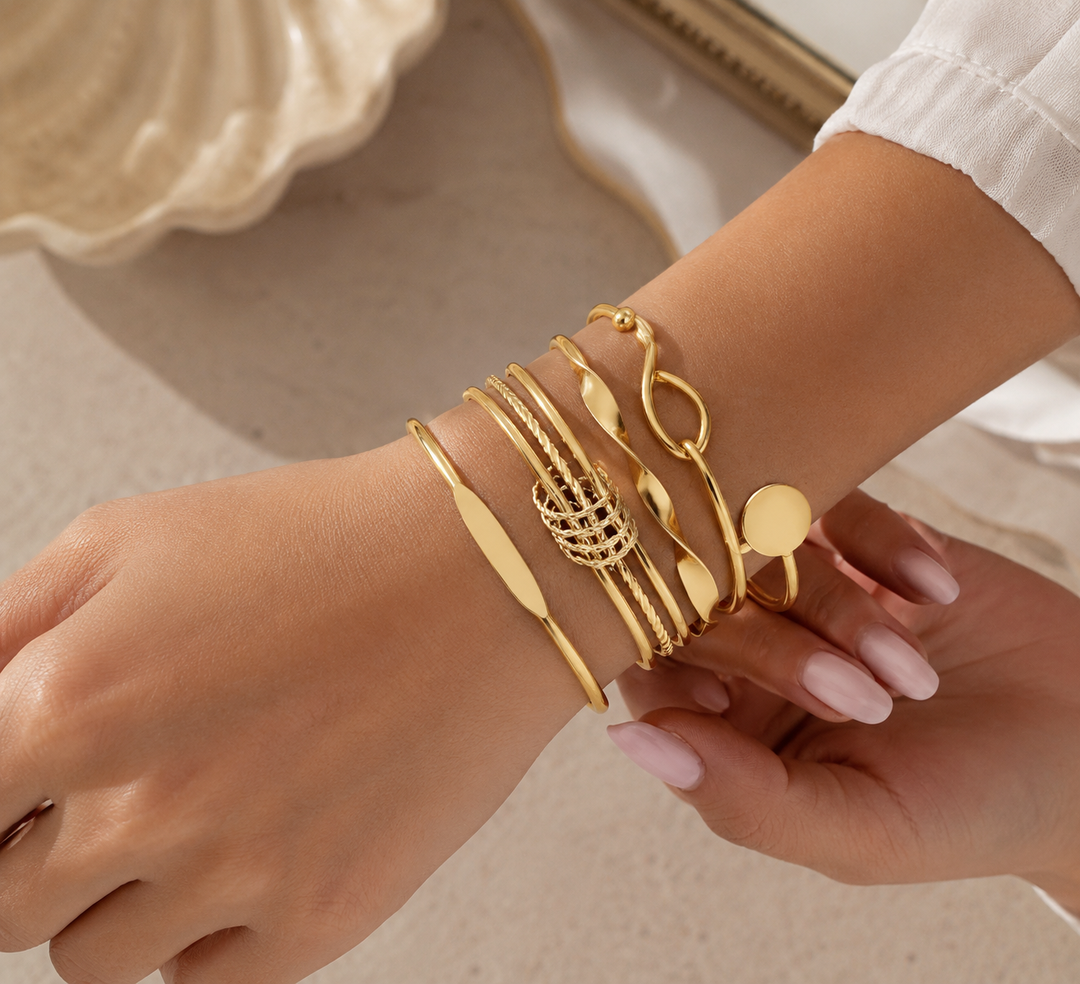 5pcs Twist Bangle Bracelet Stack