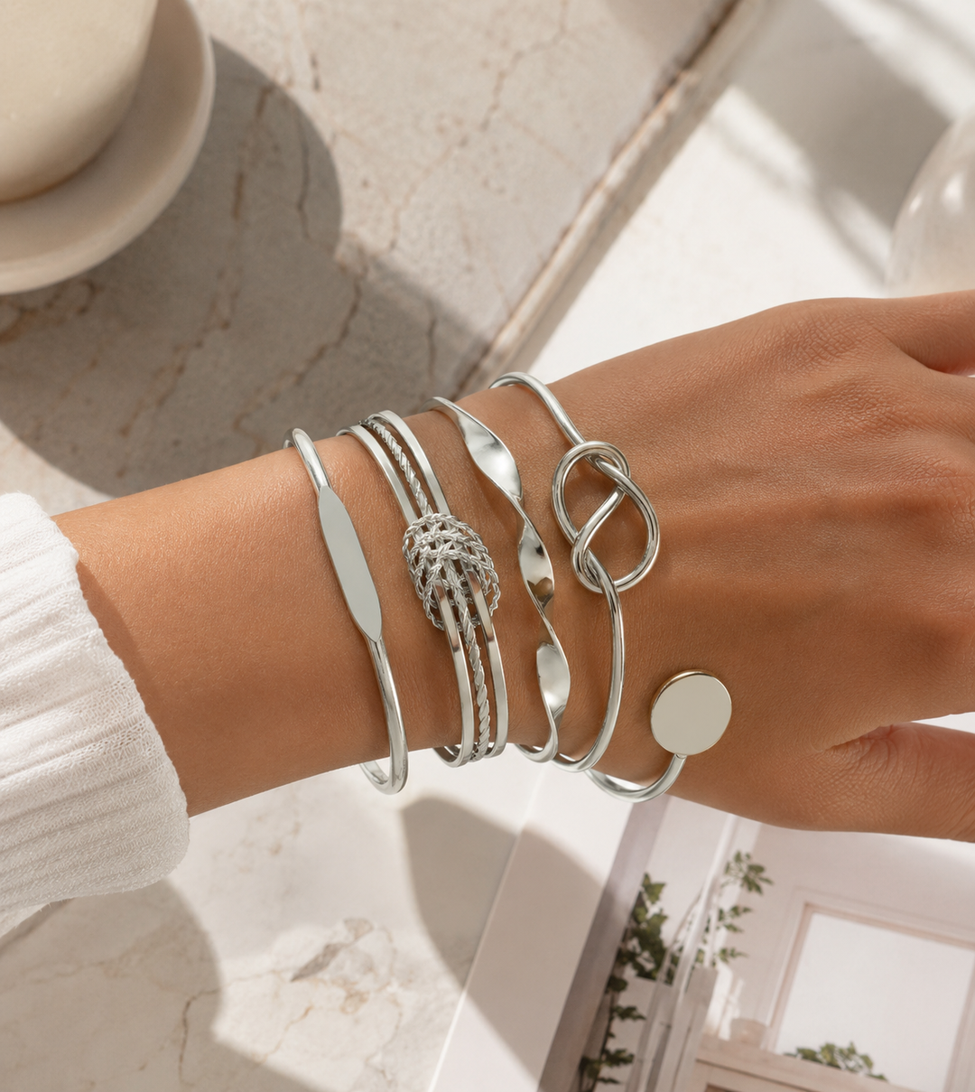 5pcs Twist Bangle Bracelet Stack