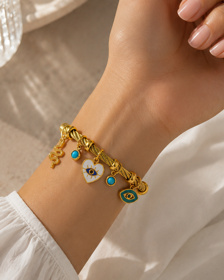 Boho Evil Eye Rope Bangle Bracelet