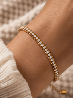 Load image into Gallery viewer, 18k Accented Diamond Tennis Bracelet
