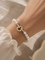 Load image into Gallery viewer, Pearl Diamond Accented Circle Pendant Bracelet and Necklace
